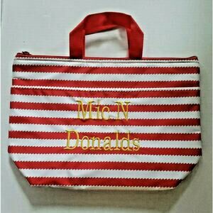 Thirty One Thermal Tote Lunch Bag Red White Stripe "Mic N Donalds" SKU U11